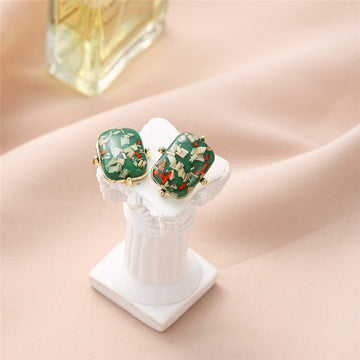 Vintage Gold Checkerboard Round Stud Earrings For Women Elegant Korean Geometric Metal Statement Earring Trend Jewelry Gifts daiiibabyyy